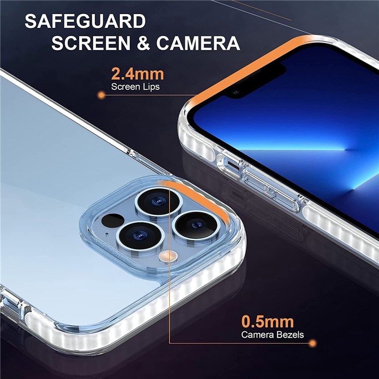 For iPhone 14 Pro 6.1 inch Transparent Phone Case Shockproof Acrylic + TPU Cover with Tempered Glass Screen Protector-3