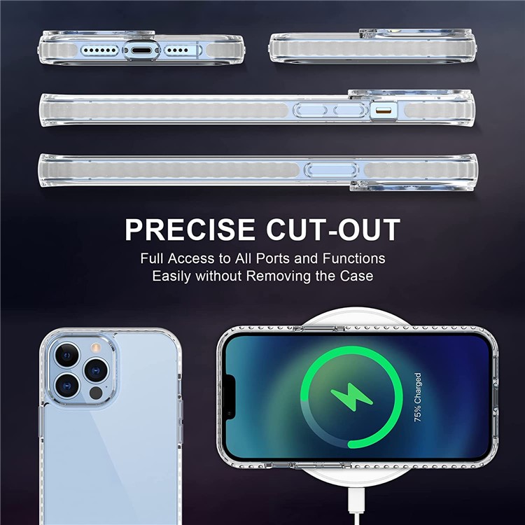 For iPhone 14 Pro 6.1 inch Transparent Phone Case Shockproof Acrylic + TPU Cover with Tempered Glass Screen Protector-6