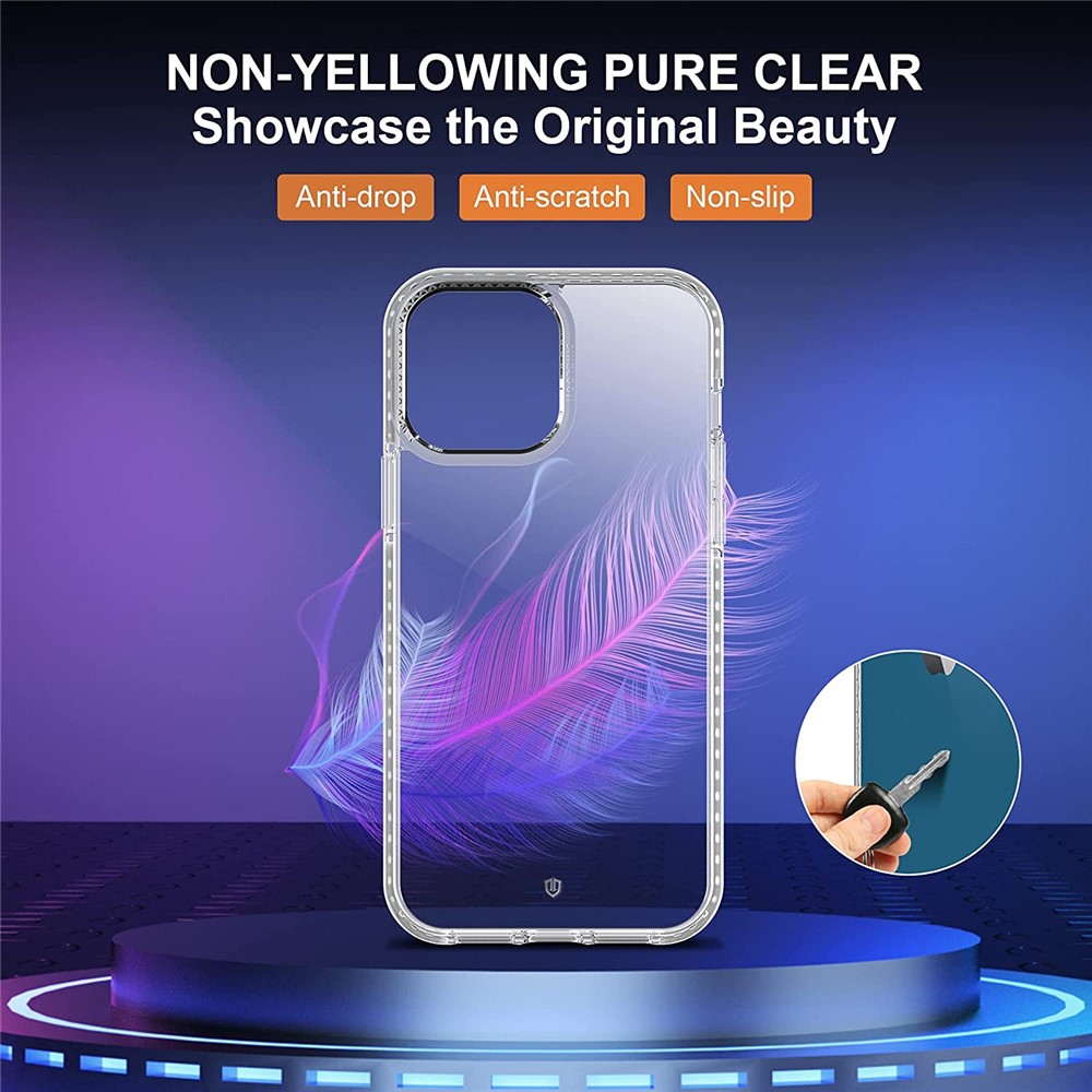 Clear Phone Case for iPhone 14 6.1 inch, Acrylic + TPU Anti-drop Cover with Tempered Glass Screen Protector-2