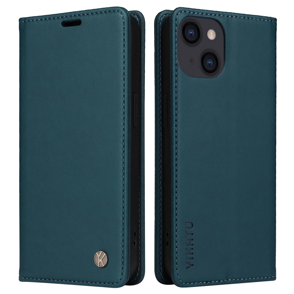 YIKATU YK- 001 for iPhone 13 mini 5.4 inch, Anti-shock PU Leather Wallet Case Stand Magnetic Closure Protective Phone Cover - Green