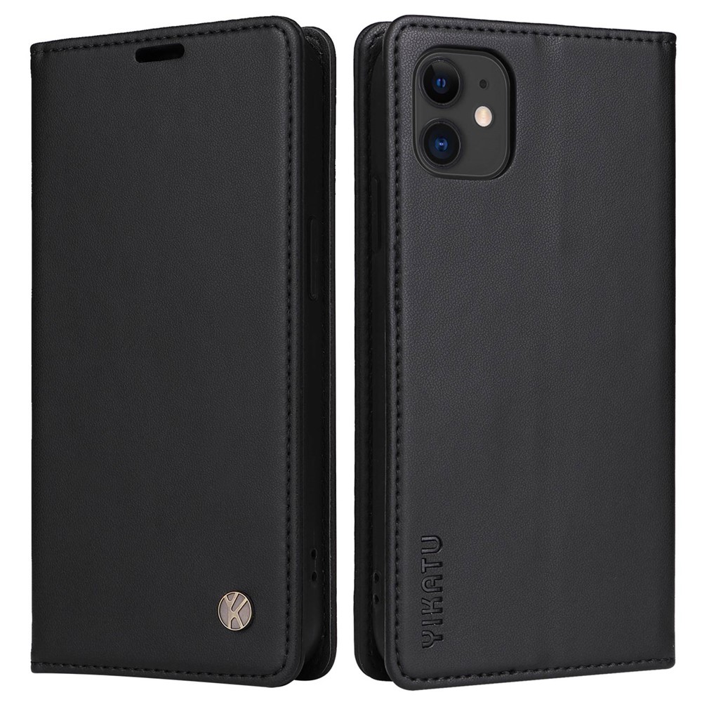 YIKATU YK- 001 Stand Wallet Case for iPhone 11 6.1 inch, Magnetic Auto Closing PU Leather TPU Drop-proof Folio Flip Case - Black