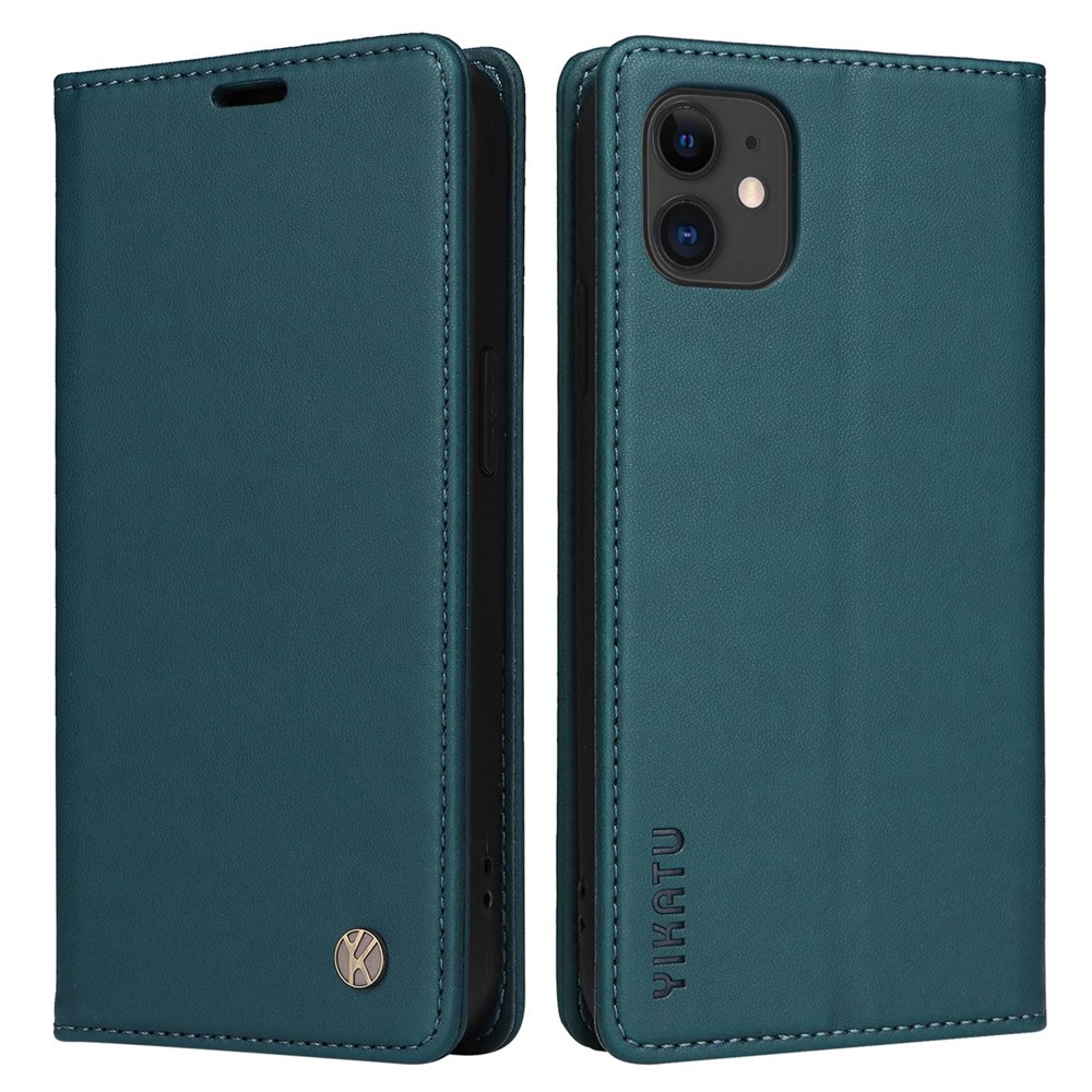 YIKATU YK- 001 Stand Wallet Case for iPhone 11 6.1 inch, Magnetic Auto Closing PU Leather TPU Drop-proof Folio Flip Case - Green