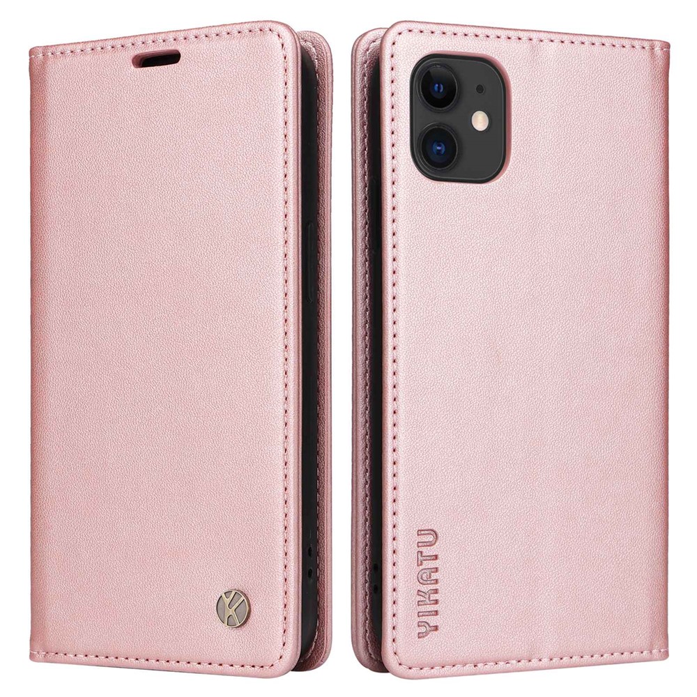 YIKATU YK- 001 Stand Wallet Case for iPhone 11 6.1 inch, Magnetic Auto Closing PU Leather TPU Drop-proof Folio Flip Case - Rose Gold