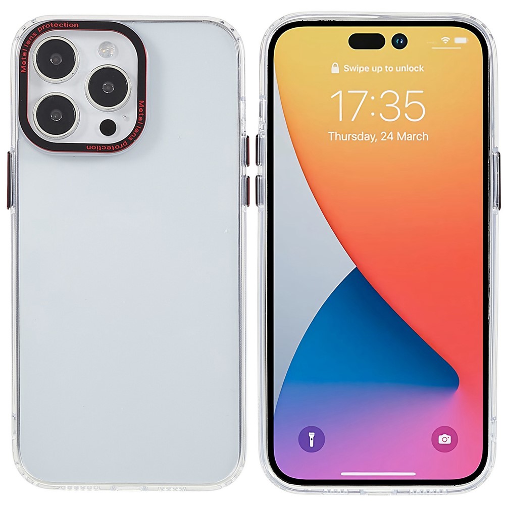 For iPhone 14 Pro Max 6.7 inch Ultra Slim Transparent Phone Case Scratch-resistant TPU+Acrylic Hybrid Back Cover - Black-1