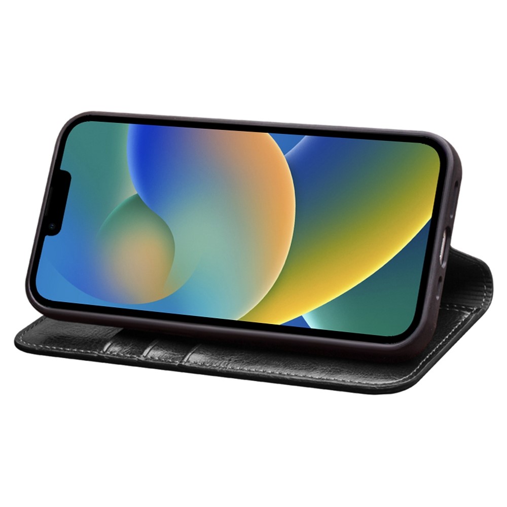 QIALINO For iPhone 14 Max 6.7 inch Full Protection Phone Flip Wallet Case Stand Drop-proof Genuine Leather Phone Cover - Black-3