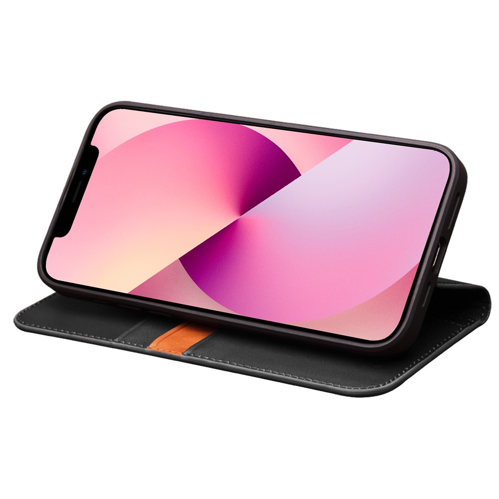 QIALINO For iPhone 14 Max 6.7 inch Classic 2nd-Series Shockproof Phone Case Flip Wallet Cover Stand Business Style Genuine Leather Phone Shell - Black-4