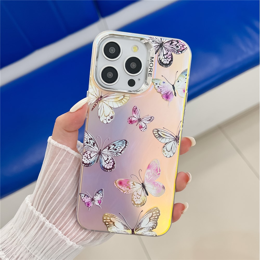 For iPhone 13 Pro Max Case PC+TPU Phone Cover Colorful Laser Butterfly - AB2