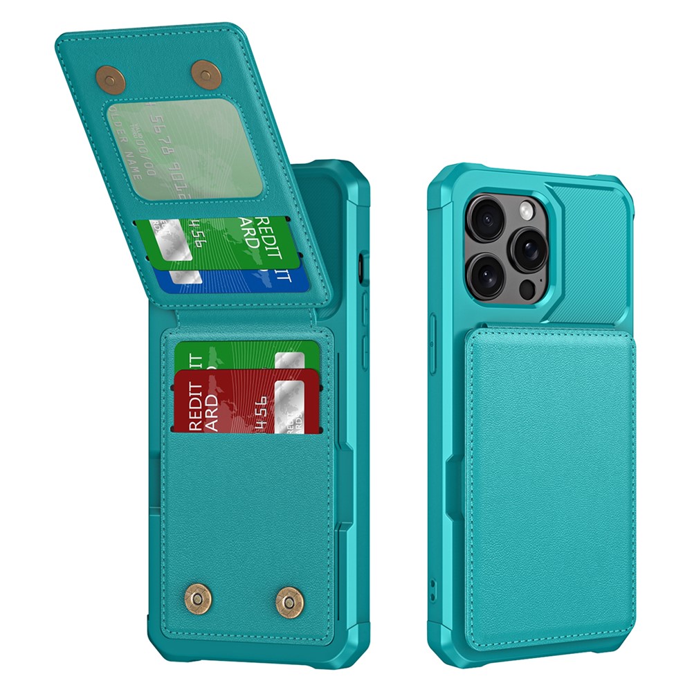 ZM11 For iPhone 12 / 12 Pro Case Vertical Flip Card Holder Leather+TPU Kickstand Phone Cover - Green