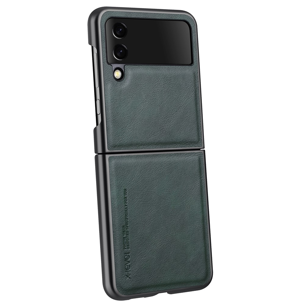 X-LEVEL Bojue-3 Series For Samsung Galaxy Z Flip3 5G Case PU Leather+TPU+PC Anti-drop Phone Cover - Midnight Green
