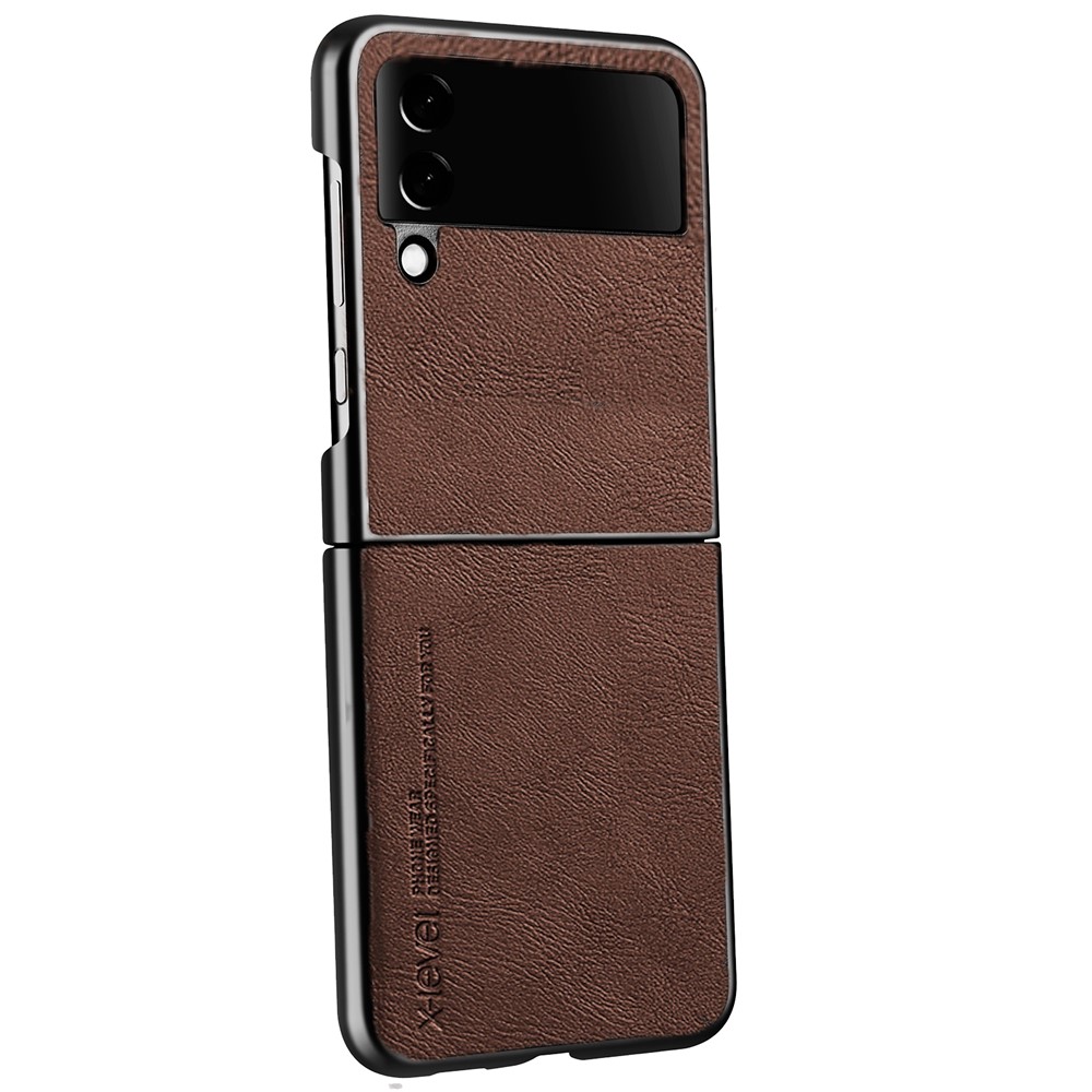 X-LEVEL Bojue-3 Series For Samsung Galaxy Z Flip3 5G Case PU Leather+TPU+PC Anti-drop Phone Cover - Brown