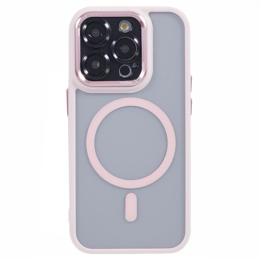 For iPhone 13 Pro Max Cell Phone Case TPU+Acrylic Magnetic Phone Cover Compatible with MagSafe - Pink