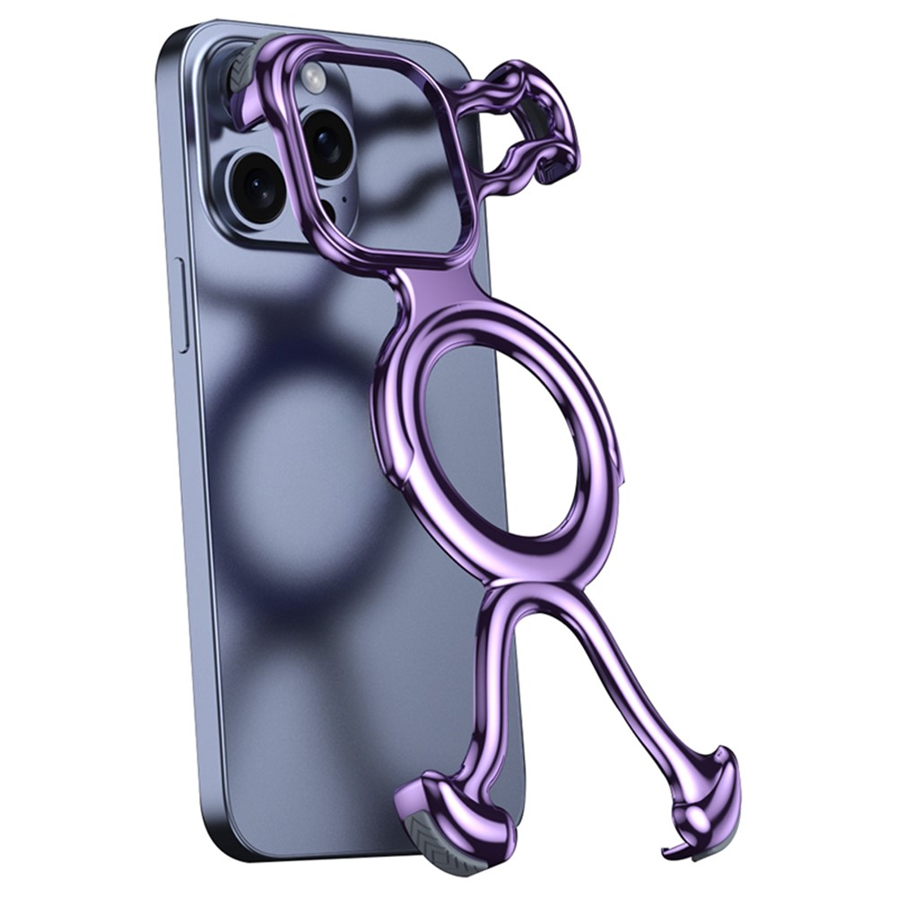 For iPhone 13 Pro Max Frameless Case Compatible with MagSafe Hard PC Electroplating Bumper Cover - Purple