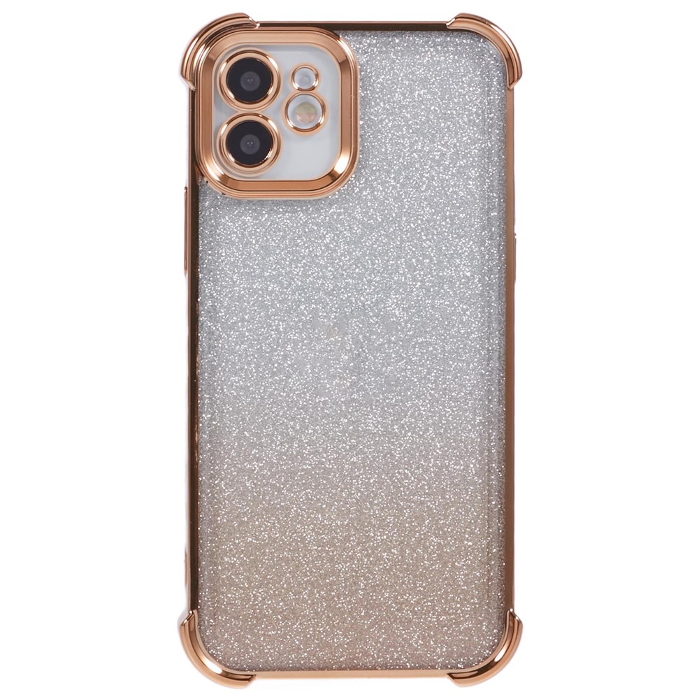 For iPhone 11 Mobile Phone Case Glitter Gradient Color Electroplating TPU Phone Cover - Gold