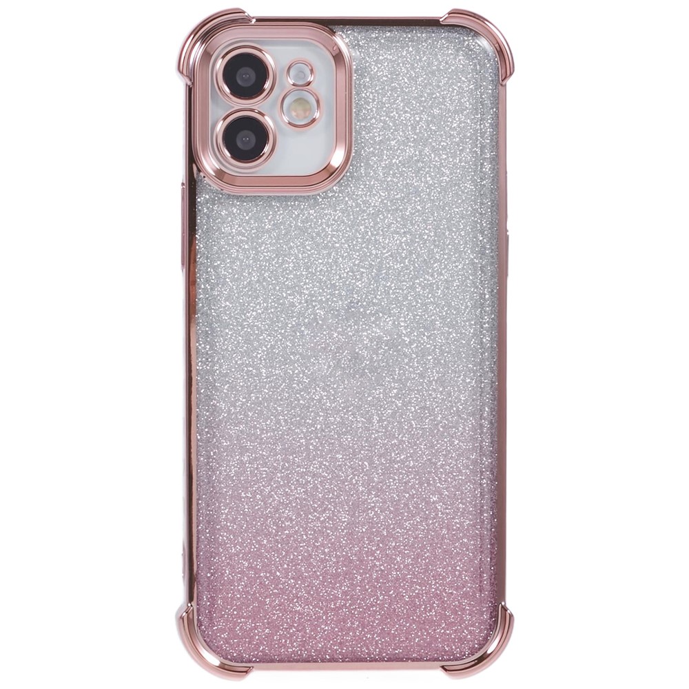For iPhone 11 Mobile Phone Case Glitter Gradient Color Electroplating TPU Phone Cover - Pink