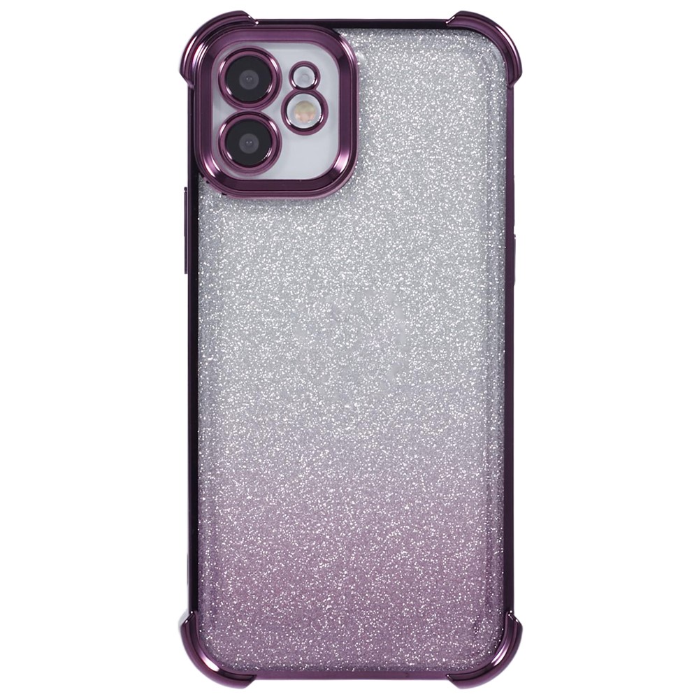 For iPhone 11 Mobile Phone Case Glitter Gradient Color Electroplating TPU Phone Cover - Dark Purple