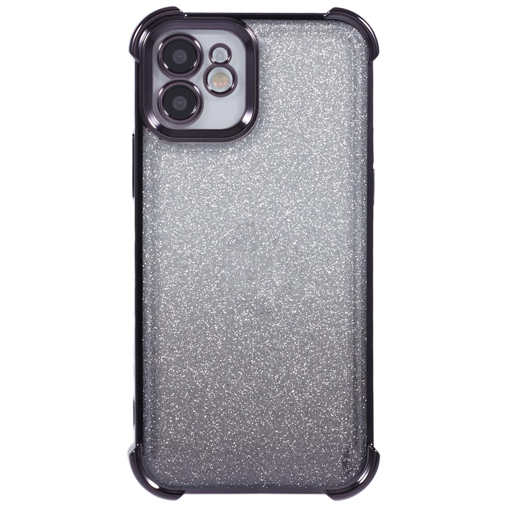 For iPhone 11 Mobile Phone Case Glitter Gradient Color Electroplating TPU Phone Cover - Black