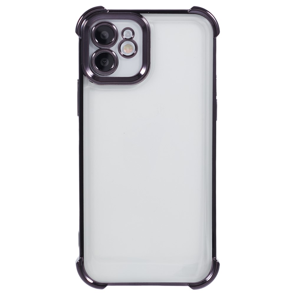 For iPhone 11 Electroplating Phone Case Heart Pattern Edge TPU Phone Back Cover - Black