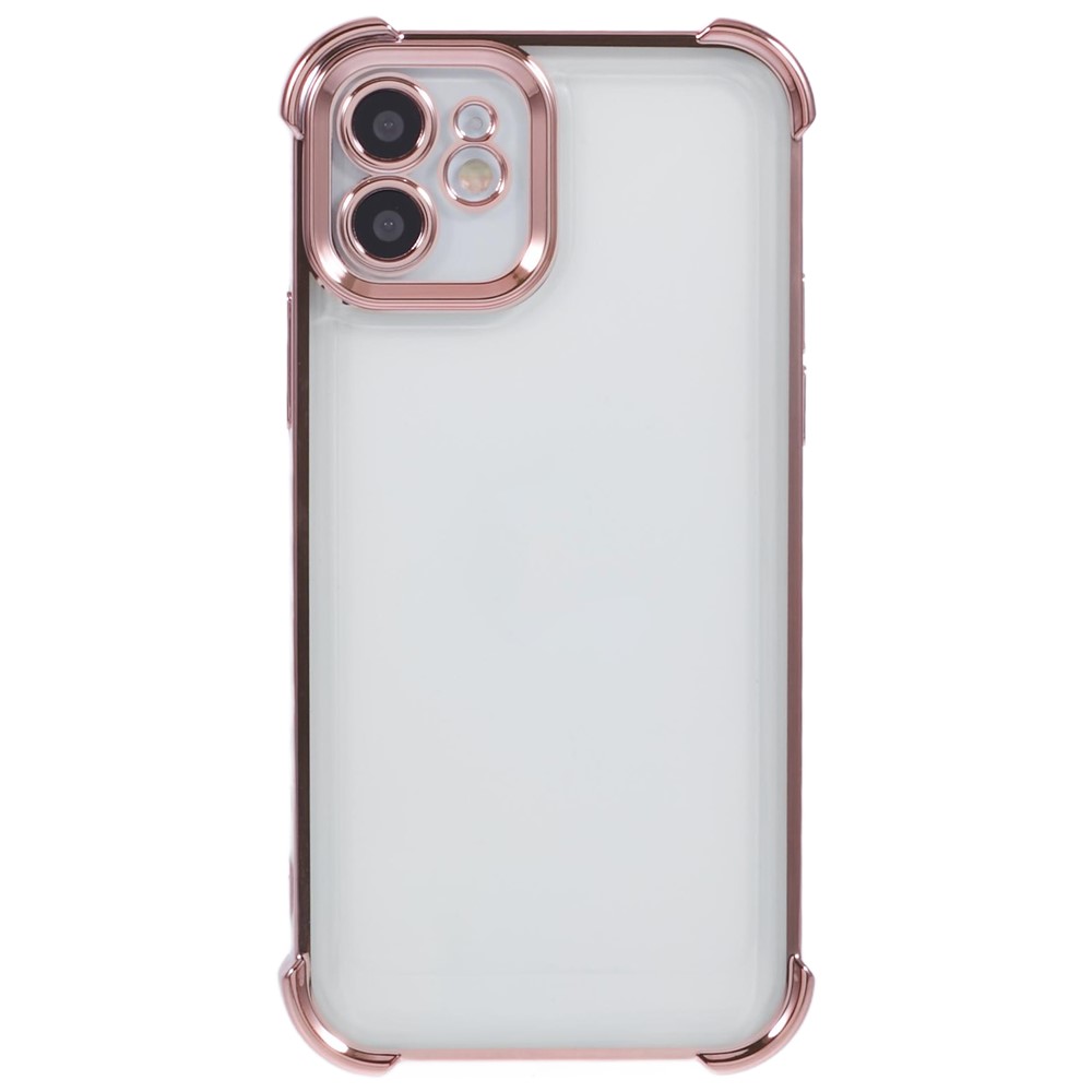 For iPhone 11 Electroplating Phone Case Heart Pattern Edge TPU Phone Back Cover - Pink