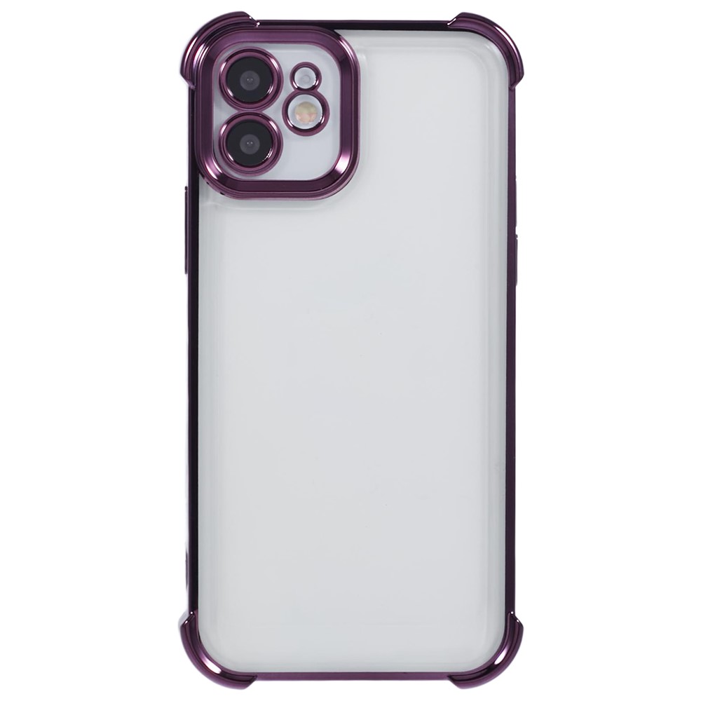 For iPhone 11 Electroplating Phone Case Heart Pattern Edge TPU Phone Back Cover - Dark Purple