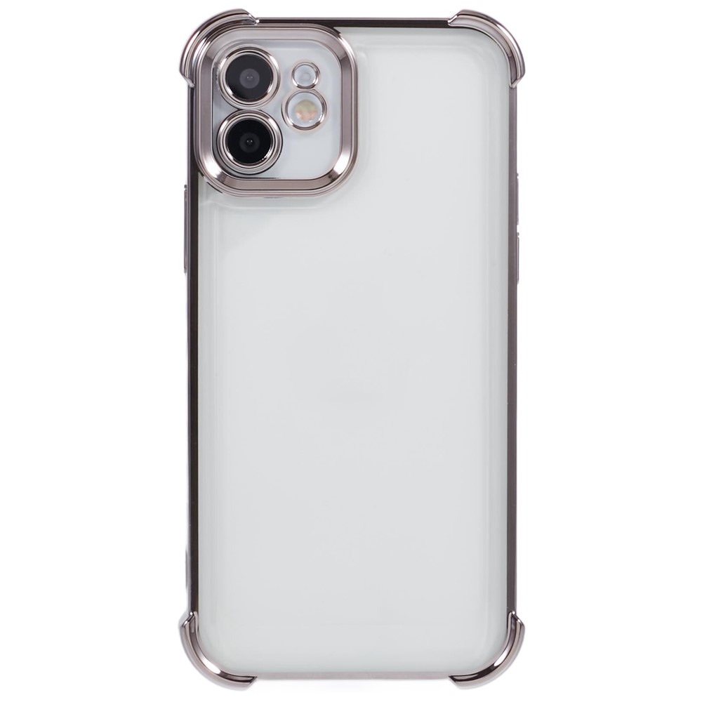 For iPhone 11 Electroplating Phone Case Heart Pattern Edge TPU Phone Back Cover - Grey