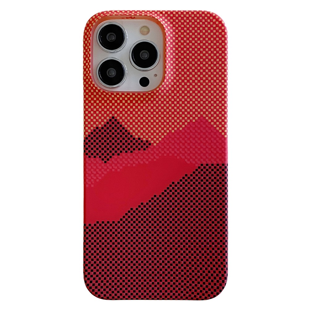 For iPhone 13 Pro Max Case Stylish Pattern Luminous Anti-Drop PC Phone Cover - Orange Mountain