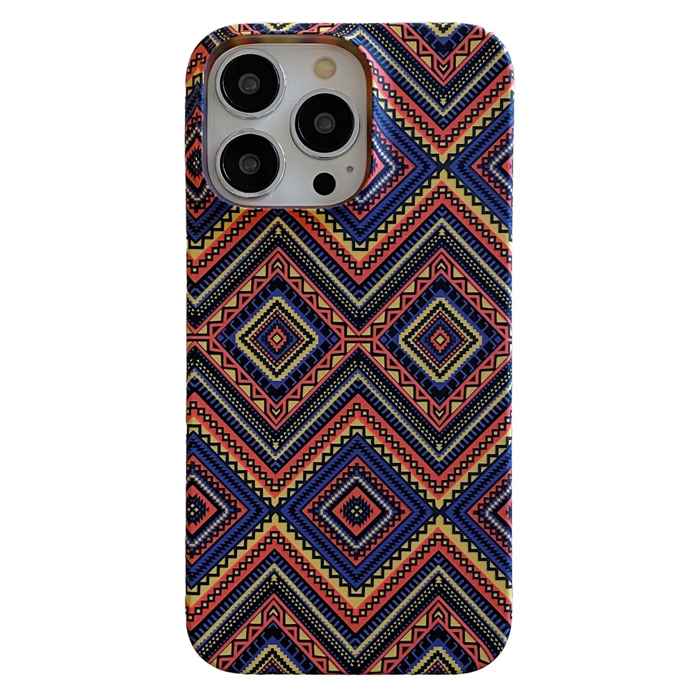 For iPhone 13 Pro Max Case Stylish Pattern Luminous Anti-drop PC Phone Cover - Plaid