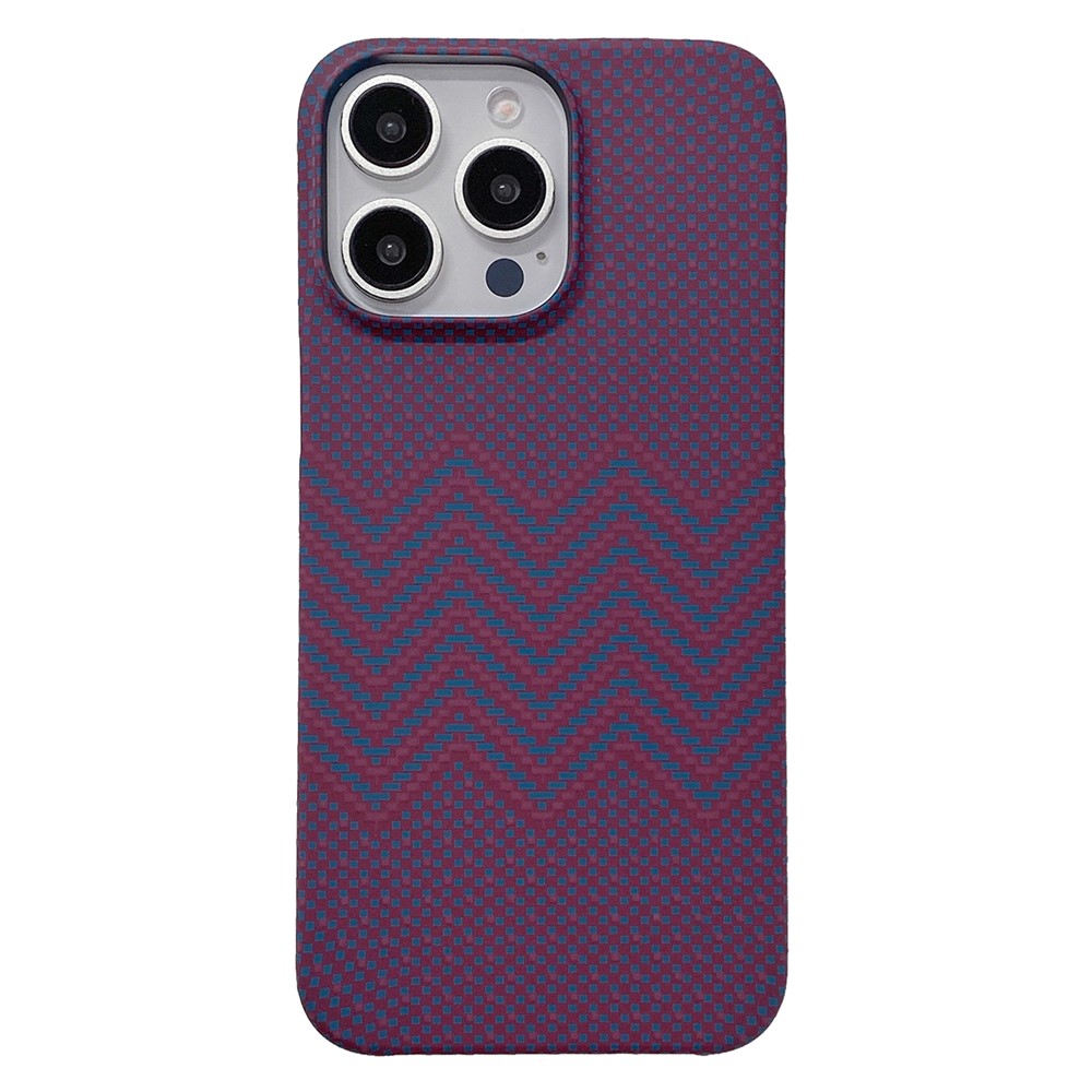 For iPhone 14 Pro Max Case Water Transfer Printing Anti-Fall Luminous PC Phone Cover - Wine Red Wave