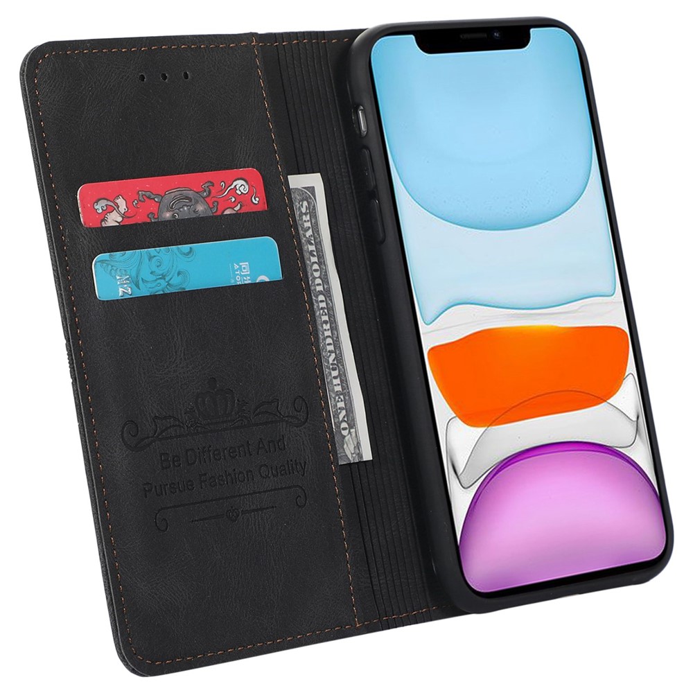 Anti-scratch Phone Case For iPhone 12 / 12 Pro 6.1 inch Dream Series Magnetic Auto-absorbed PU Leather + TPU Shell Stand Flip Wallet Cover - Black-2