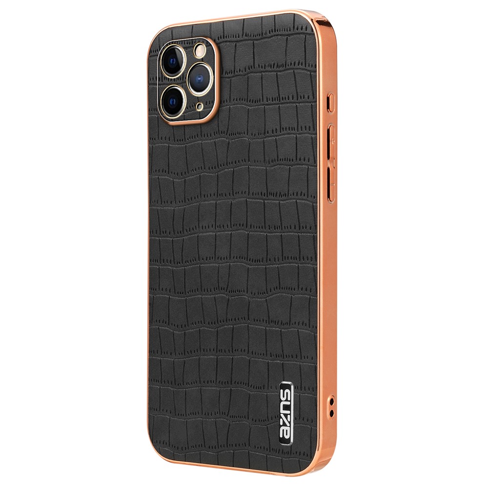 AZNS For iPhone 11 Pro Case Crocodile Texture PU+TPU Protective Phone Cover - Black