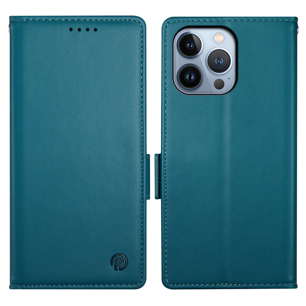 DF-010 For iPhone 13 Pro Max Case PU Leather Wallet Stand Phone Cover - Blue