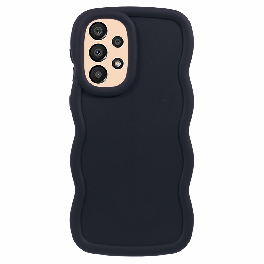 XL Series For Samsung Galaxy A32 4G (EU Version) Case Wave Frame TPU Phone Cover Solid Color - Black