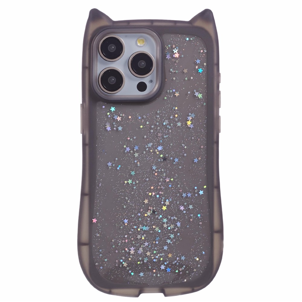 JTW Series For iPhone 13 Pro Slim Case Epoxy Design Large Cutout TPU Phone Cover - Transparent Black