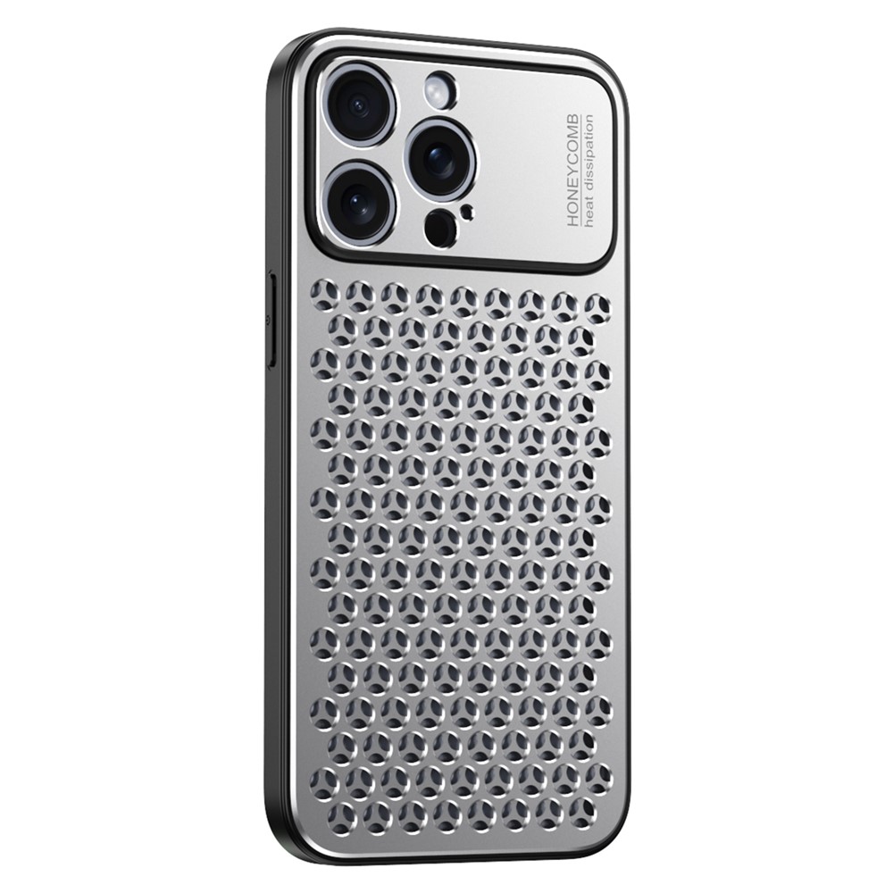 For iPhone 13 Pro Case Aluminum Alloy+TPU Honeycomb Heat Dissipation Phone Cover - Silver