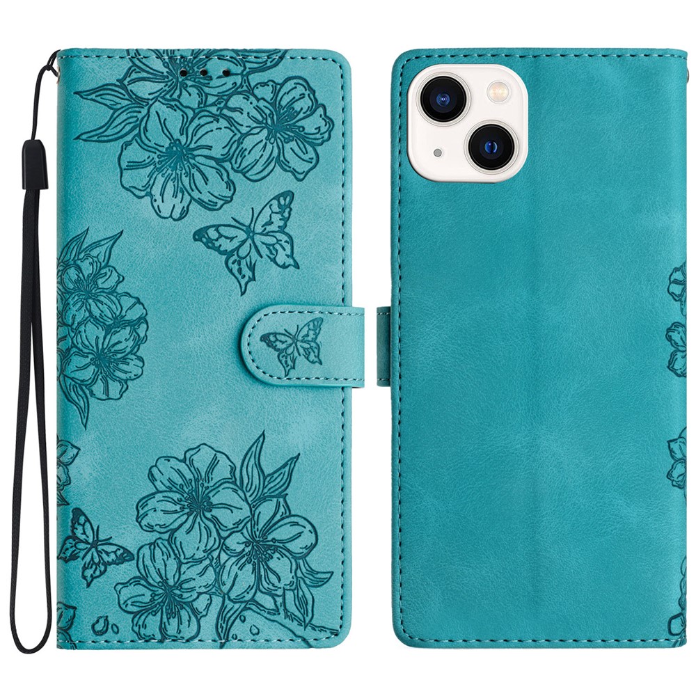 For iPhone 13 Wholesale Phone Shell PU Leather Phone Case Imprinted Pattern Wallet Phone Cover - Green