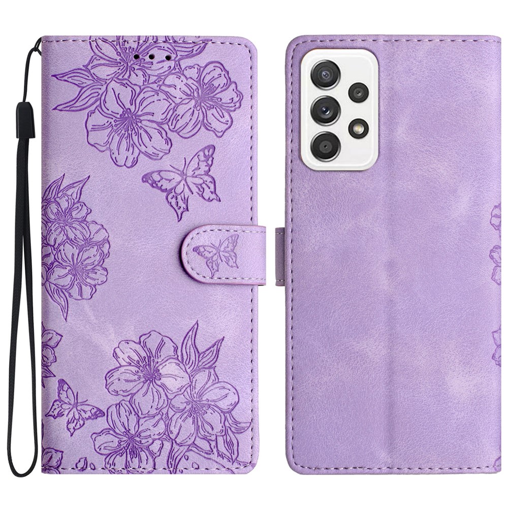 For Samsung Galaxy A73 5G   PU Leather Phone Case Imprinted Pattern Wallet Phone Cover - Purple