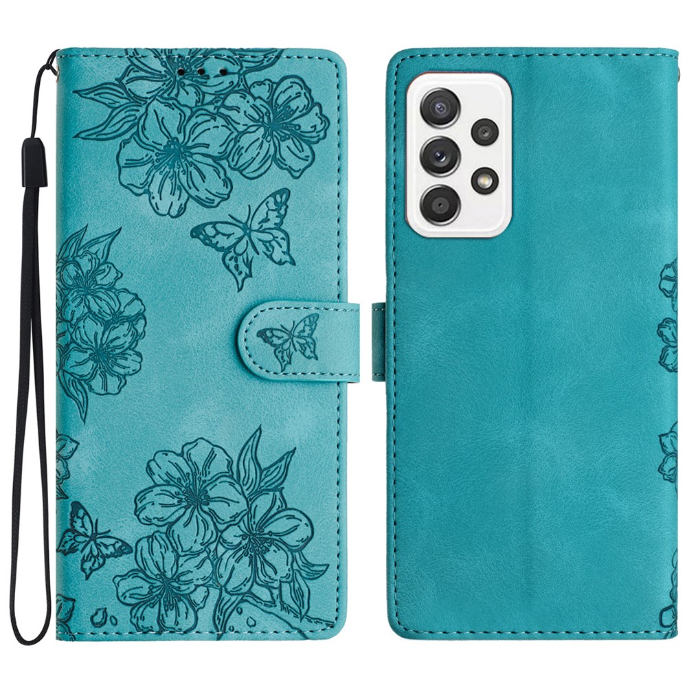 For Samsung Galaxy A73 5G   PU Leather Phone Case Imprinted Pattern Wallet Phone Cover - Green