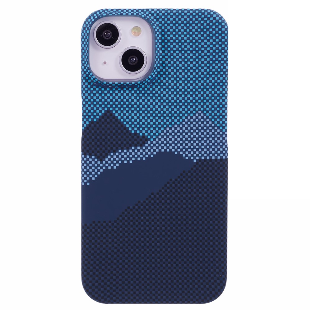For iPhone 13 Case Stylish Pattern Luminous Anti-Drop PC Phone Cover - Blue Mountain