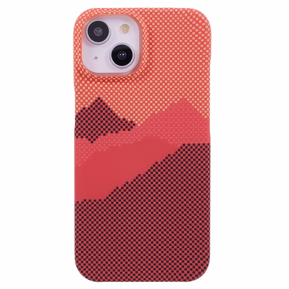 For iPhone 13 Case Stylish Pattern Luminous Anti-Drop PC Phone Cover - Orange Mountain