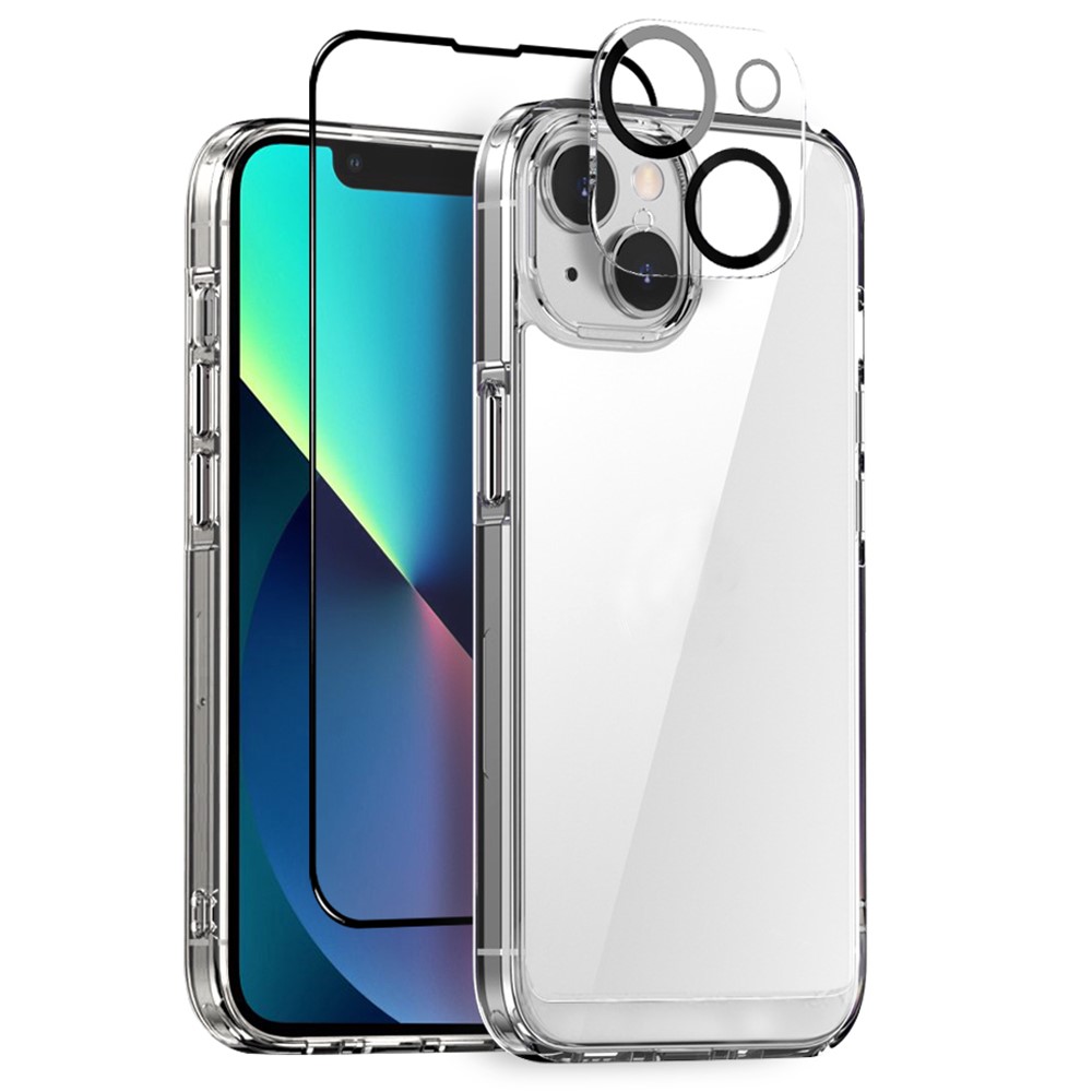 NORTHJO For iPhone 13 Case Shockproof PC+TPU Phone Cover Set with Screen Protector, Camera Lens Protector