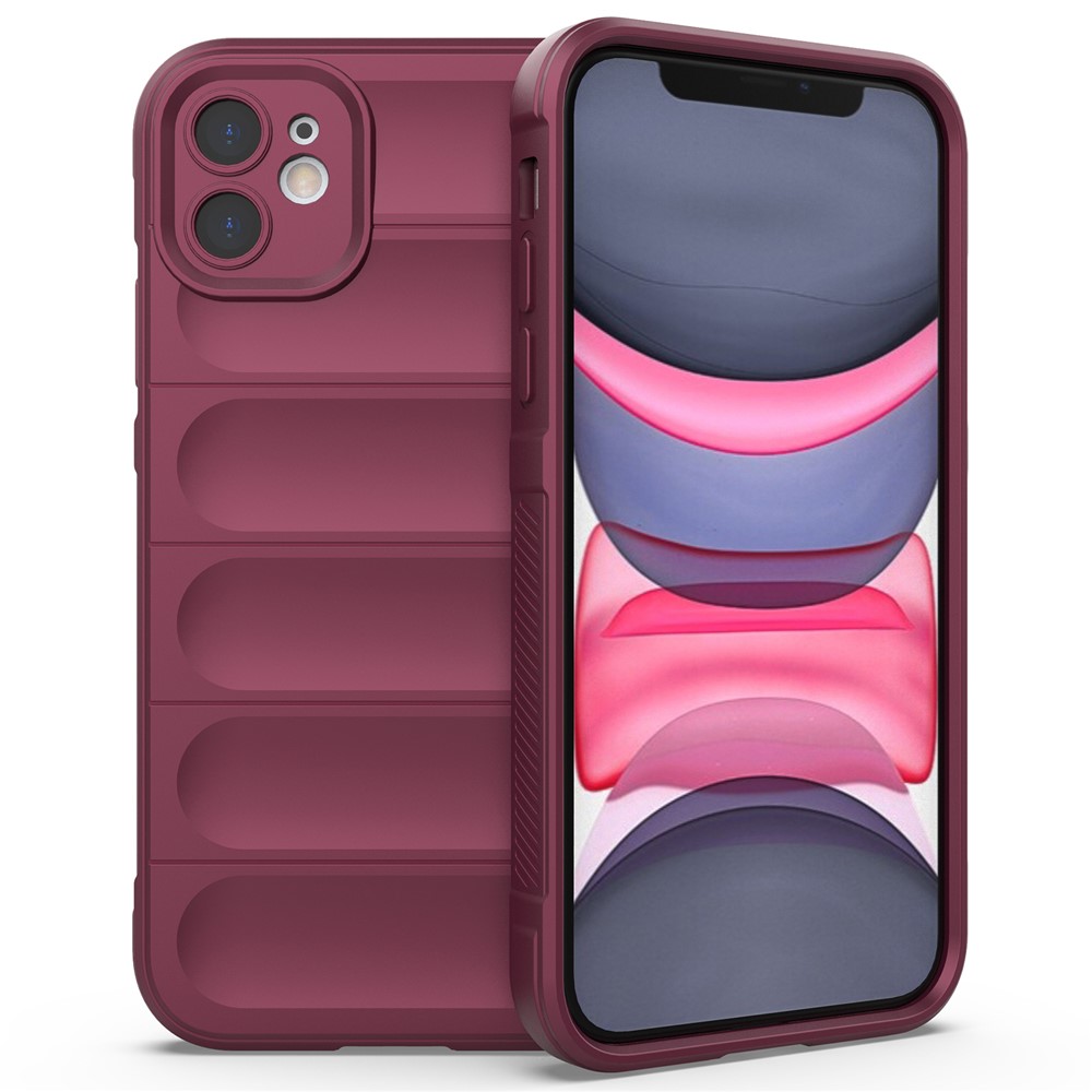 For iPhone 11 Phone Case Anti-scratch Soft TPU Rugged Back Cover - Wine Red