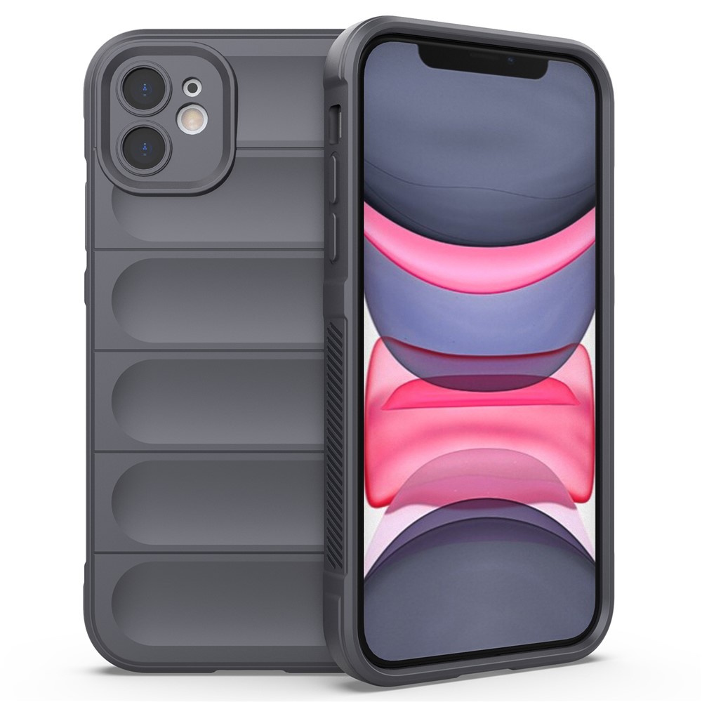 For iPhone 11 Phone Case Anti-scratch Soft TPU Rugged Back Cover - Dark Grey