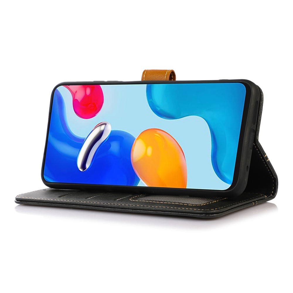 Anti-scratch Phone Case For Motorola Edge 30 Lite 5G, PU Leather Calf Texture Wallet Cover Magnetic Clasp Phone Shell - Black-2