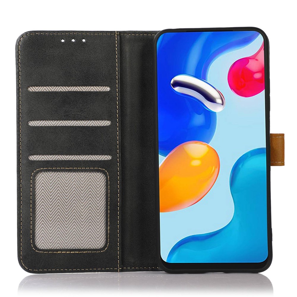 Anti-scratch Phone Case For Motorola Edge 30 Lite 5G, PU Leather Calf Texture Wallet Cover Magnetic Clasp Phone Shell - Black-3