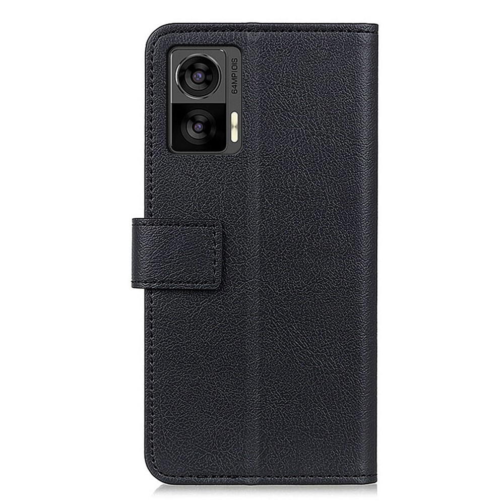 For Motorola Edge 30 Lite 5G Anti-scratch PU Leather Phone Case Anti-shock Folio Flip Protective Cover Wallet Stand - Black-8