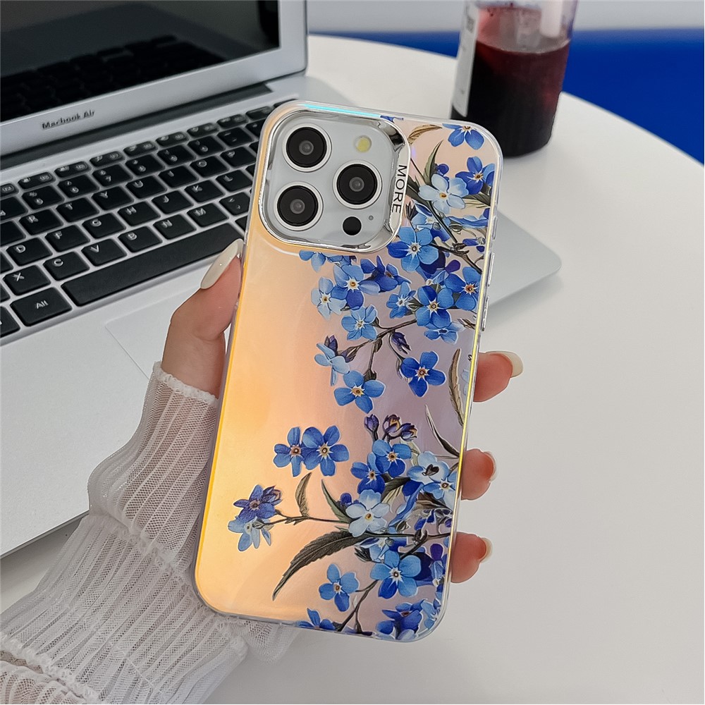 For iPhone 13 Pro Max Case Flower Pattern Electroplated Shockproof Phone Back Cover - AH2