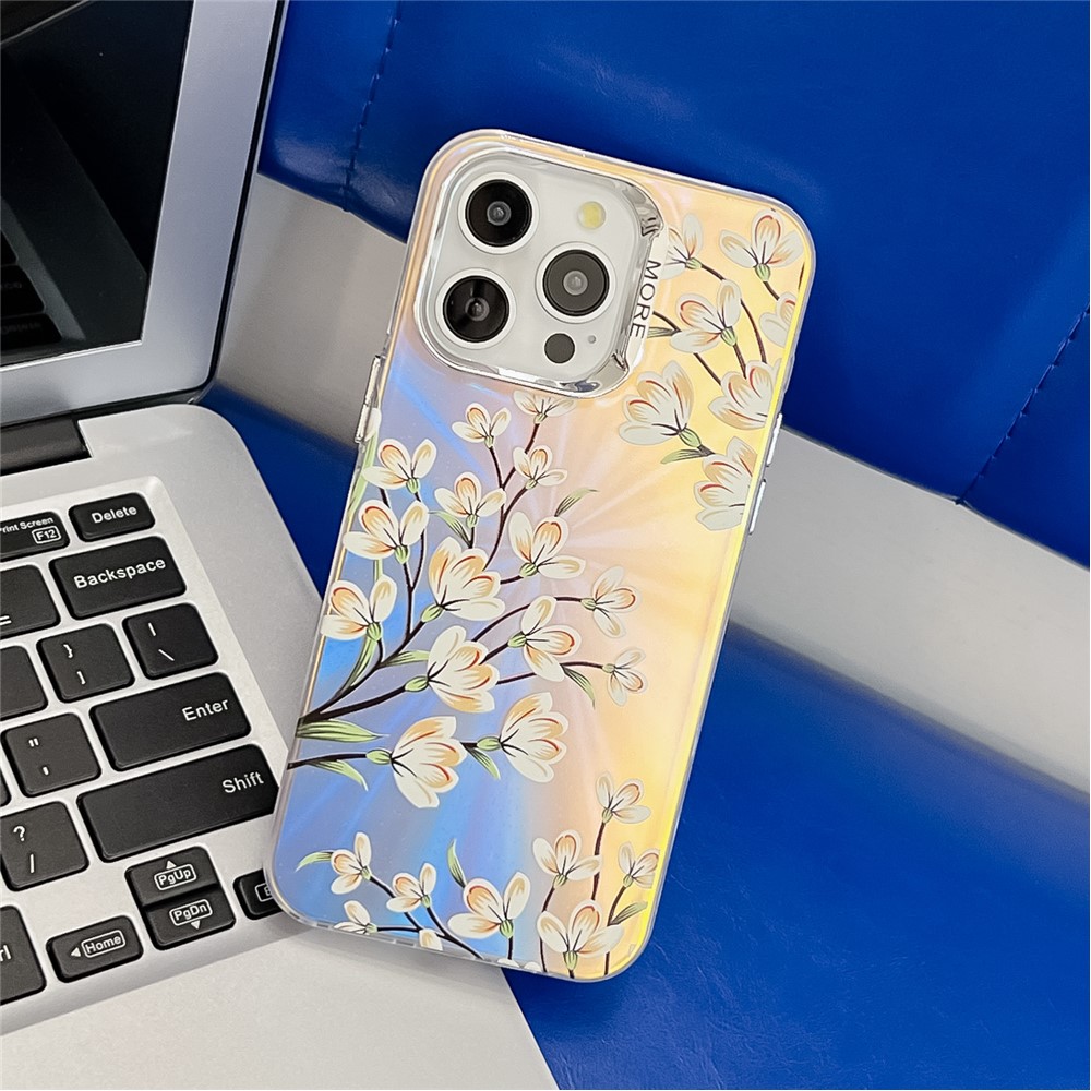 For iPhone 13 Pro Max Case Flower Pattern Electroplated Shockproof Phone Back Cover - AH17