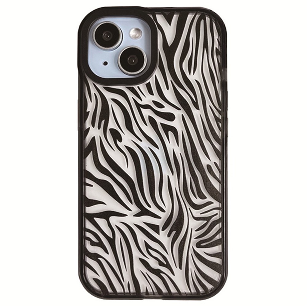 For iPhone 14 Plus Cell Phone Cases Colorful Pattern Shockproof Acrylic Back Cover - Zebra Print