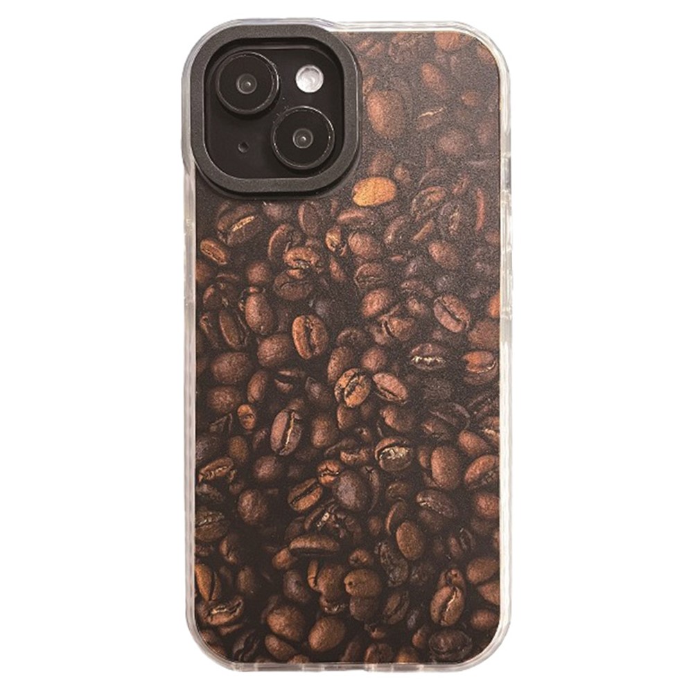 For iPhone 14 Plus Cell Phone Cases Colorful Pattern Shockproof Acrylic Back Cover - Coffee Bean