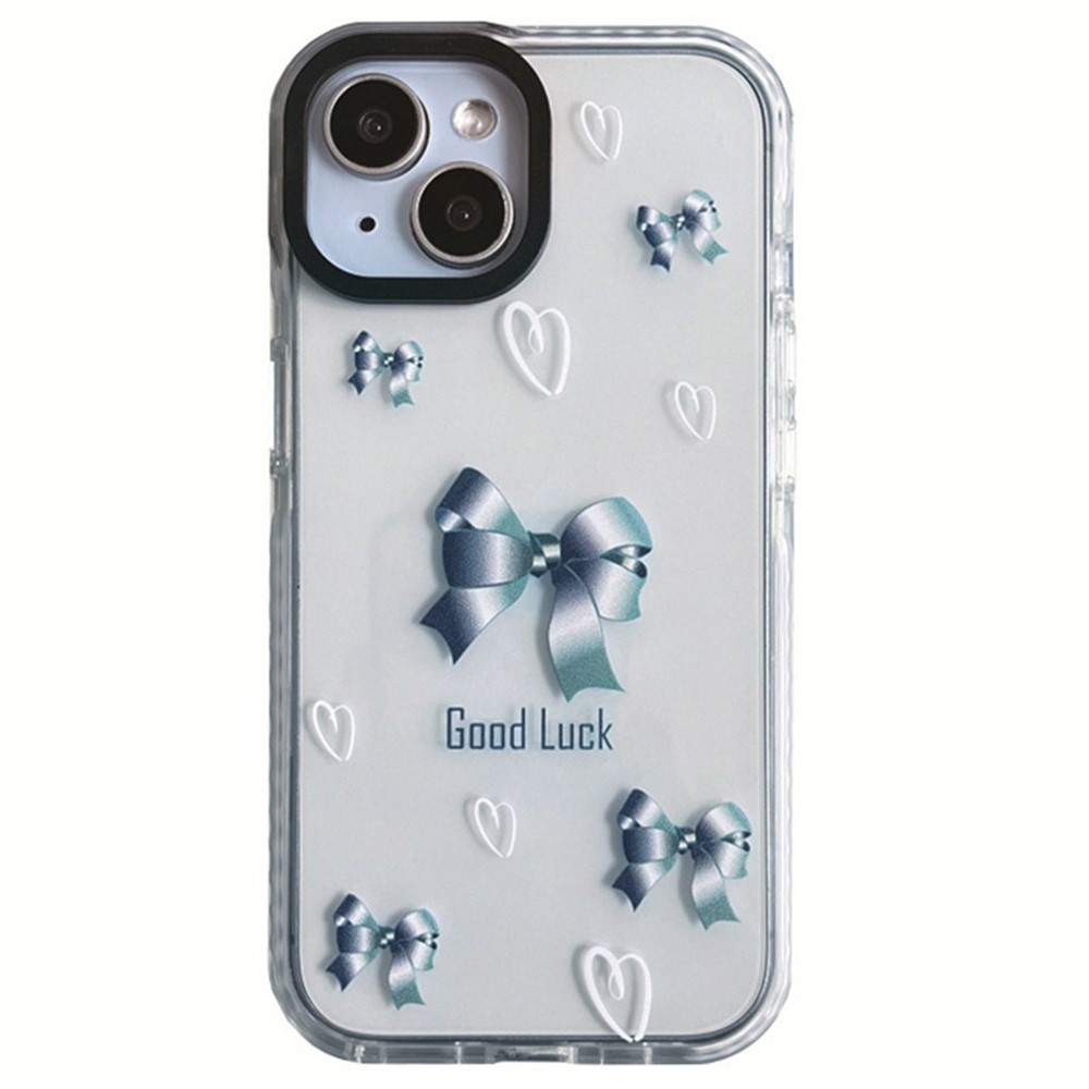 For iPhone 14 Plus Cell Phone Cases Colorful Pattern Shockproof Acrylic Back Cover - Bowknot