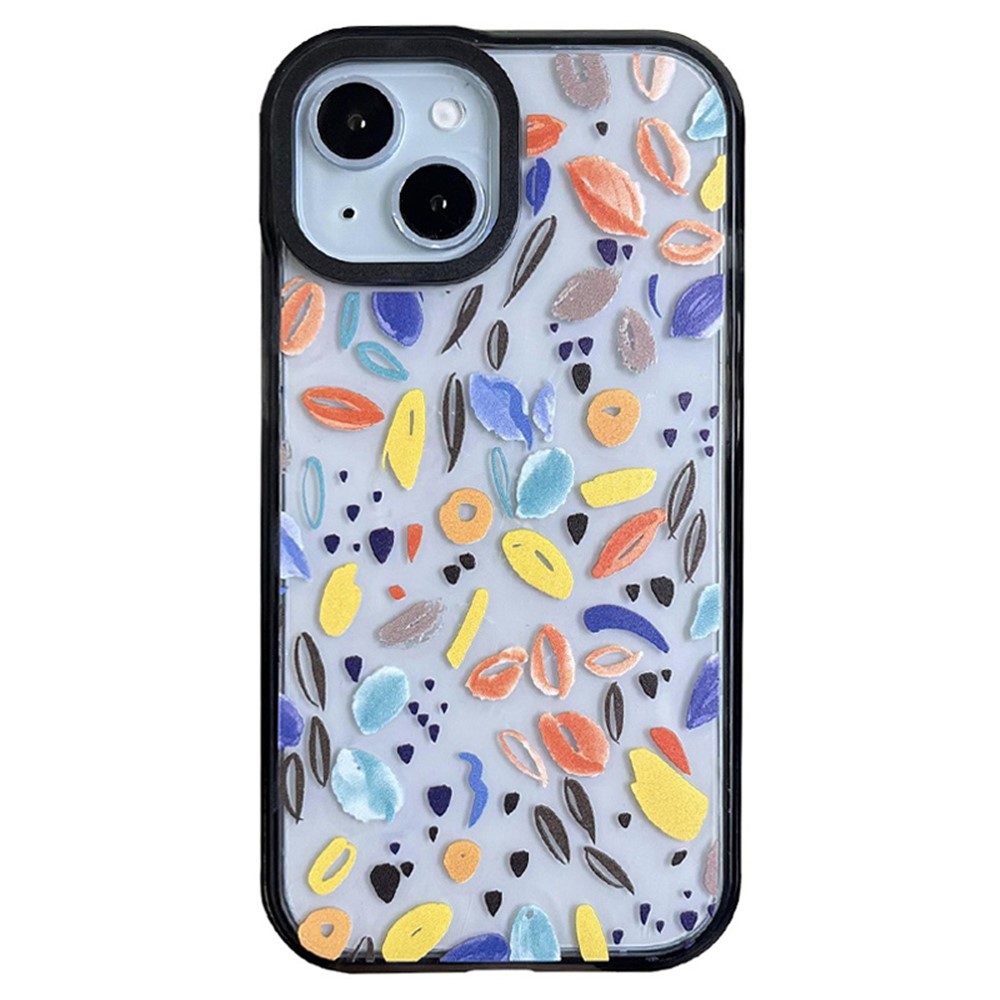 For iPhone 14 Plus Cell Phone Cases Colorful Pattern Shockproof Acrylic Back Cover - Watercolor Graffiti